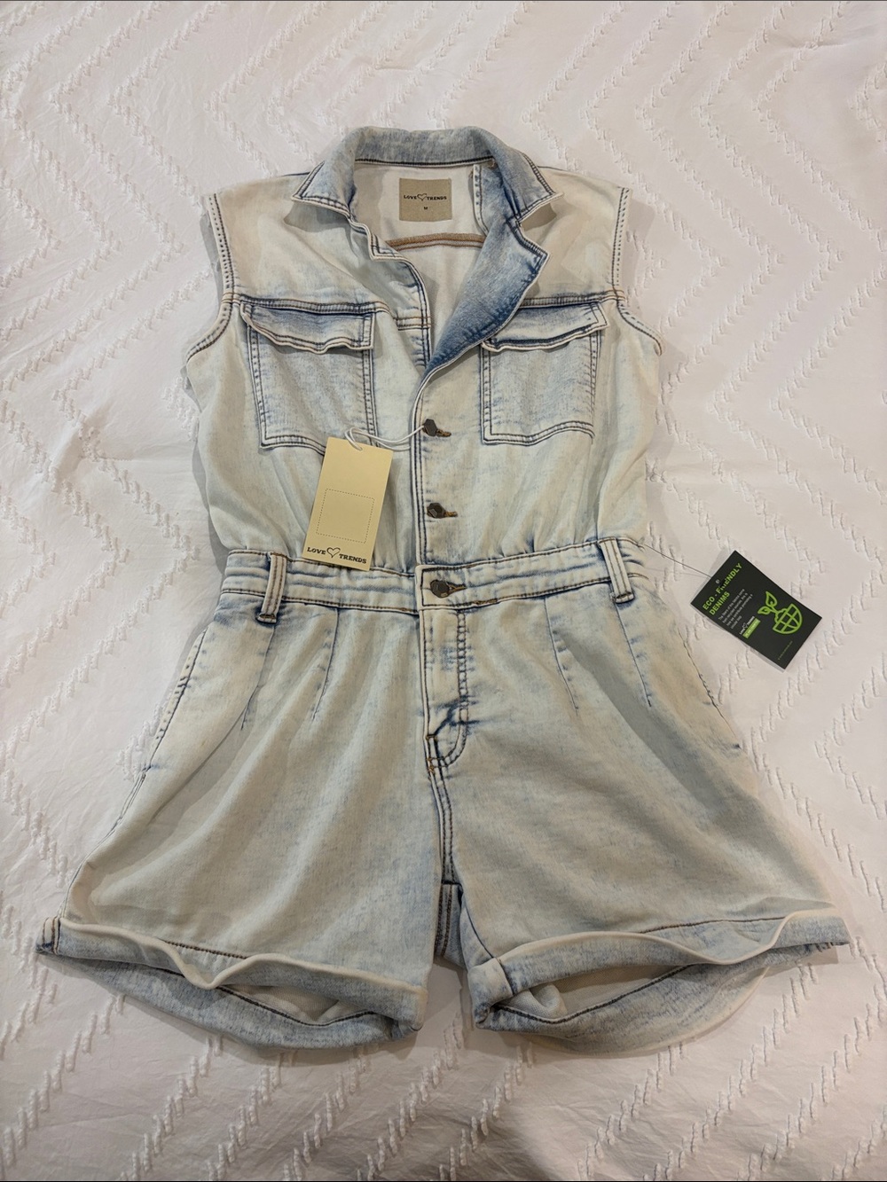 Love Trends Light Wash Stretchy Denim Sleeveless Romper
